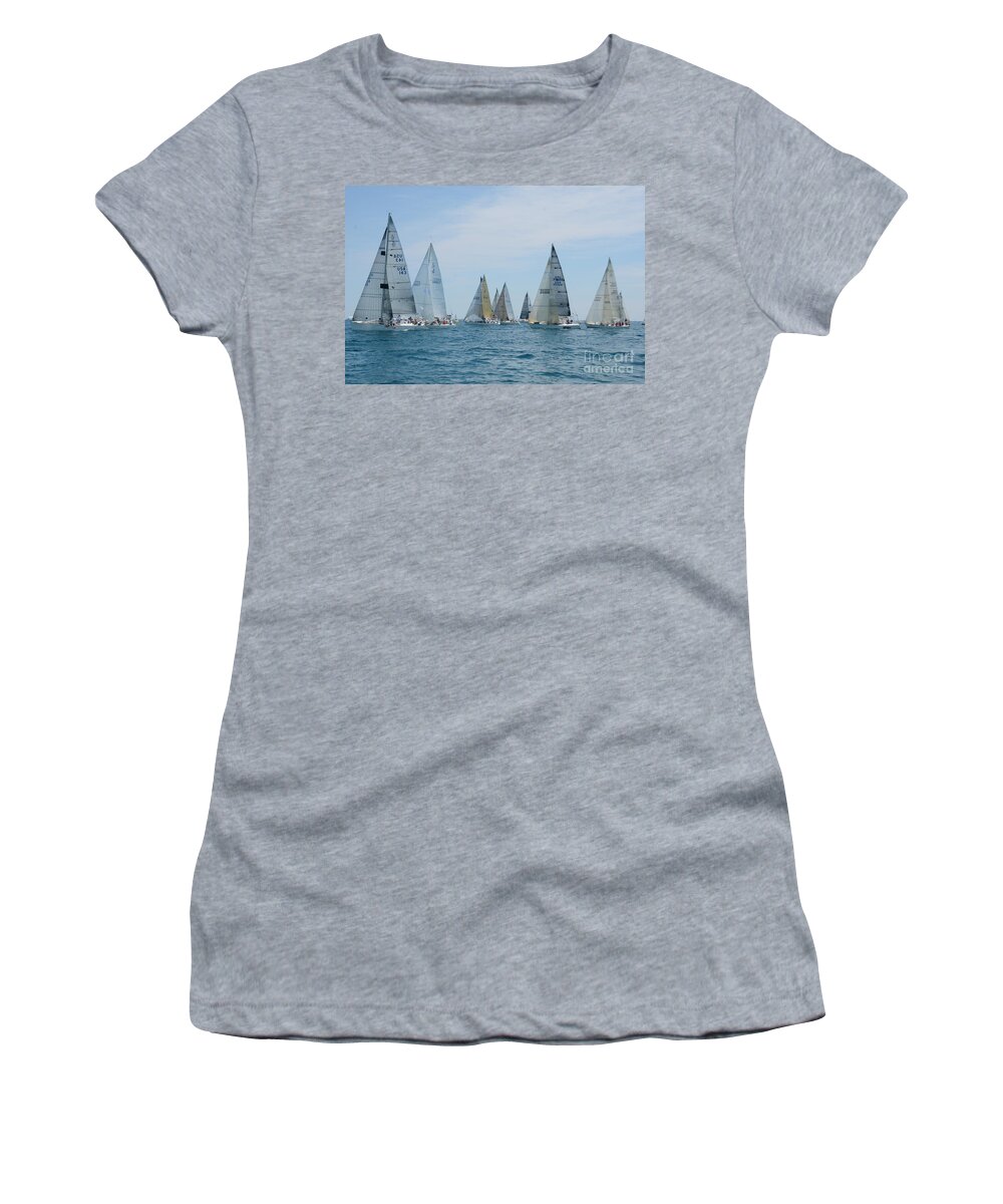 2013 Women's T-Shirt featuring the photograph Sailboat Race #6 by Randy J Heath