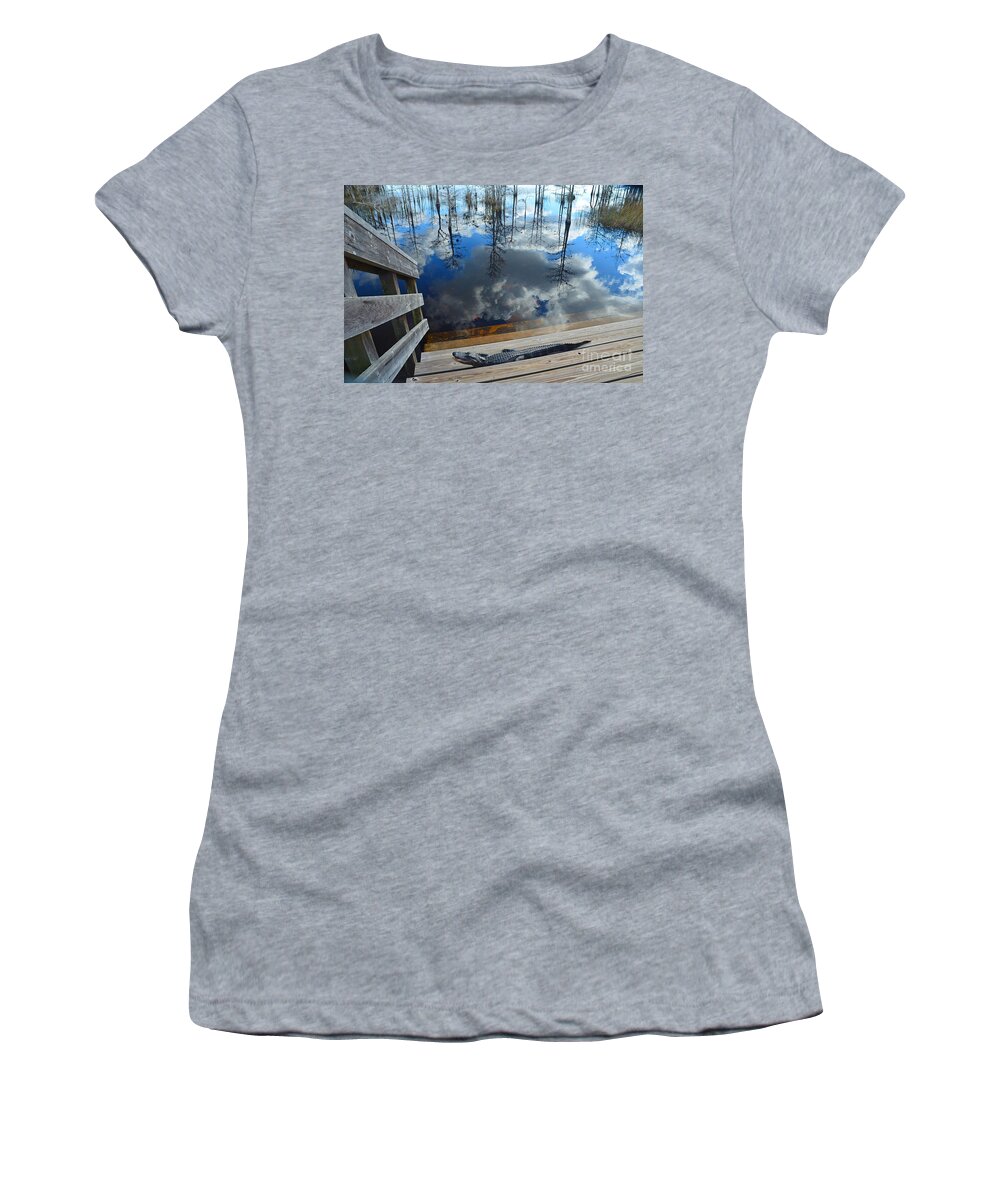 Alligator Women's T-Shirt featuring the photograph 5- Alligator by Joseph Keane