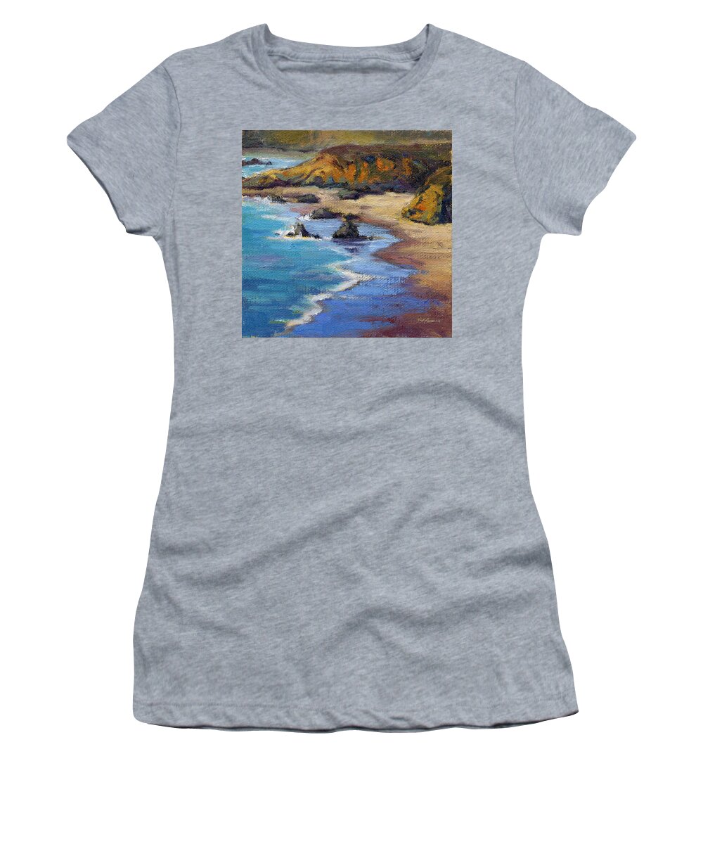California Women's T-Shirt featuring the painting Coastal Cruising 2 by Konnie Kim