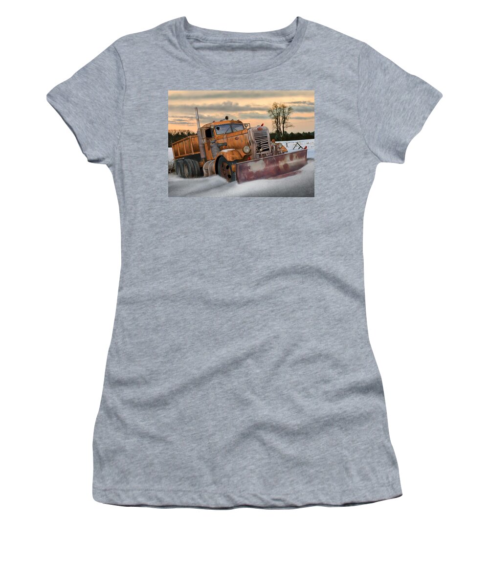 Peterbilt Women's T-Shirt featuring the digital art '55 Pete Snowplow #55 by Stuart Swartz