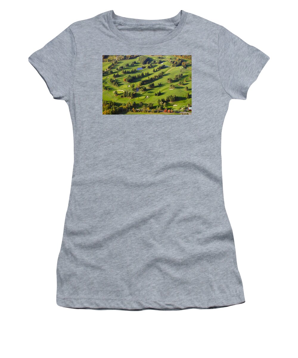 New England Women's T-Shirt featuring the photograph Aerial image of a golf course. #6 by Don Landwehrle