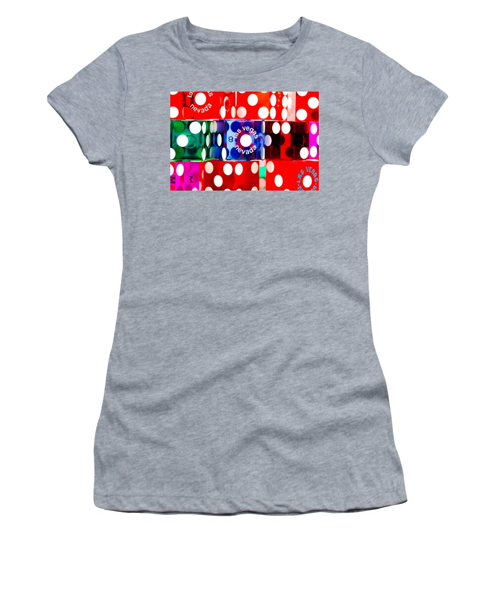 Las Vegas Women's T-Shirt featuring the photograph Colorful Dice by Raul Rodriguez