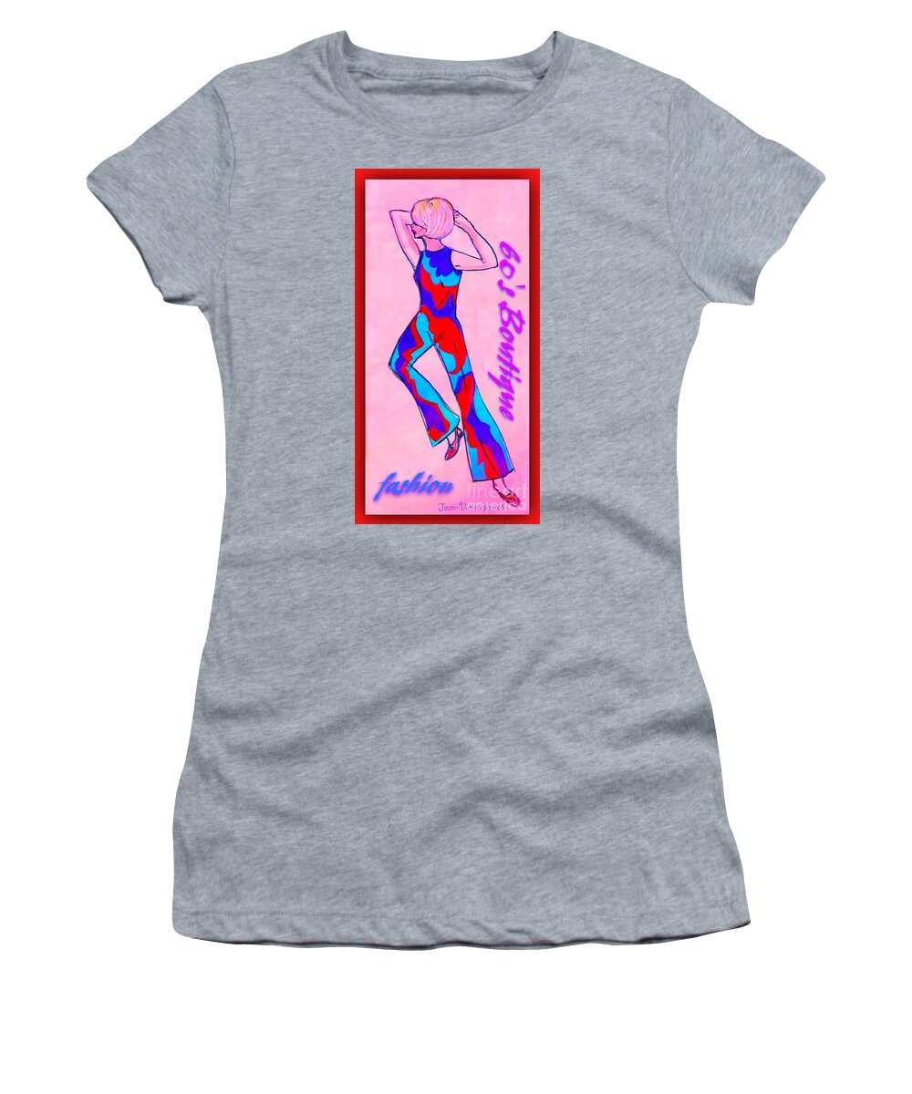 1960's Fashion Women's T-Shirt featuring the painting 60's Boutique by Joan-Violet Stretch