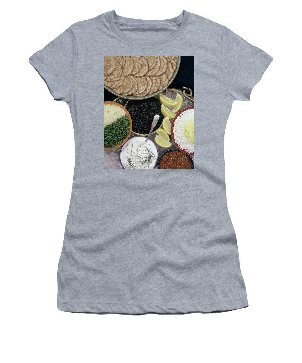 Nobody Women's T-Shirt featuring the photograph A Buffet With Blinis by Karlson