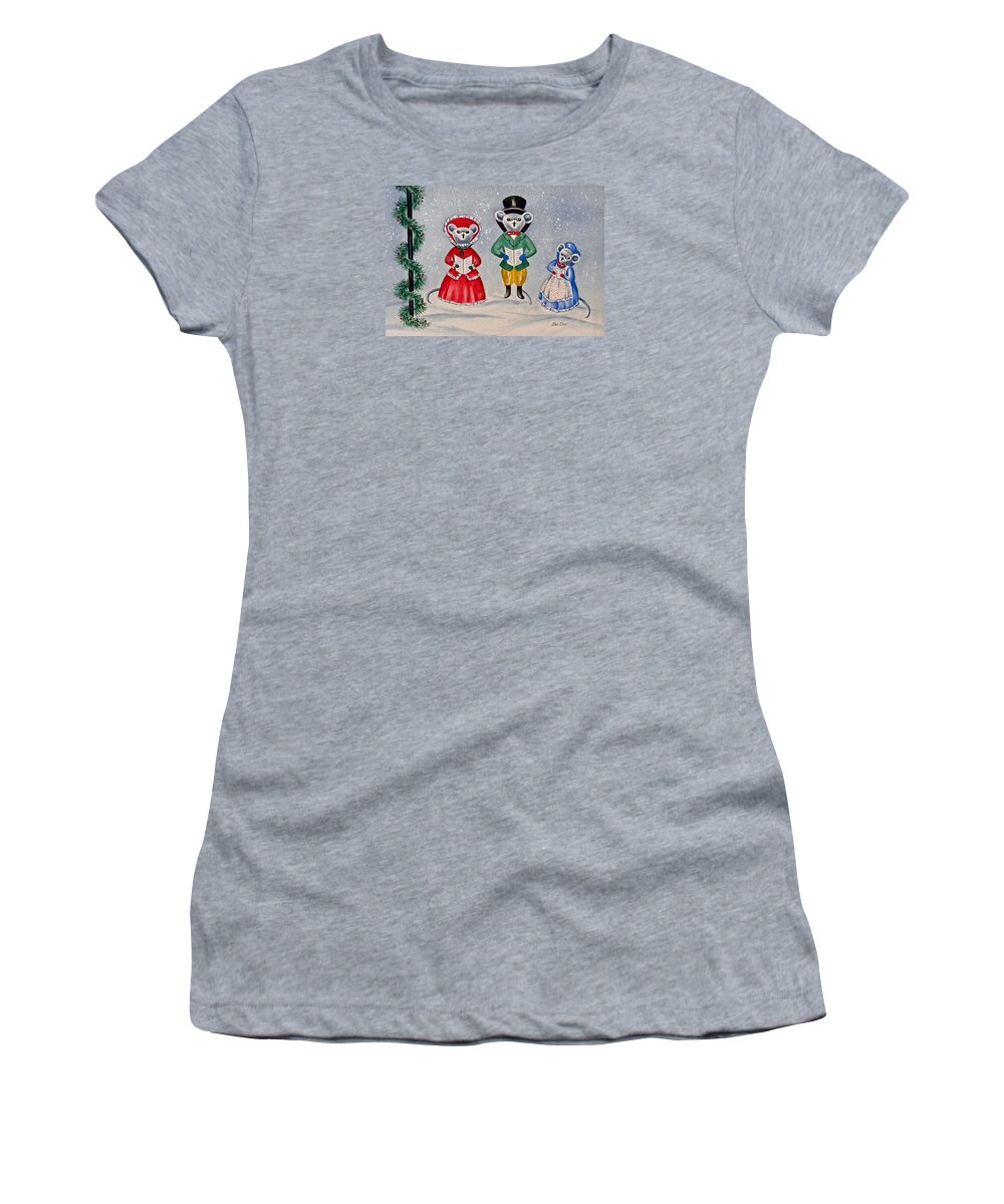  Animals Women's T-Shirt featuring the painting A Christmas Song by Jan Law
