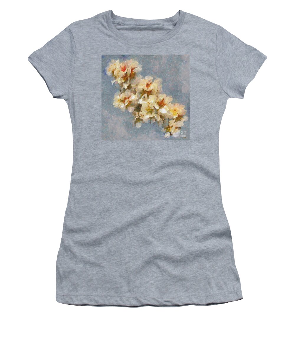 Still Life Women's T-Shirt featuring the painting A Flourishing Cherry Branch by Dragica Micki Fortuna