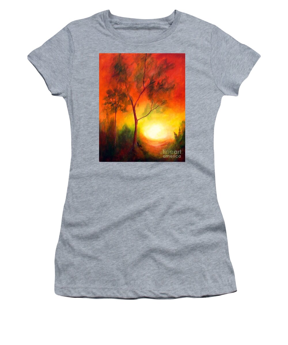 Landscape Women's T-Shirt featuring the painting A New Day by Alison Caltrider