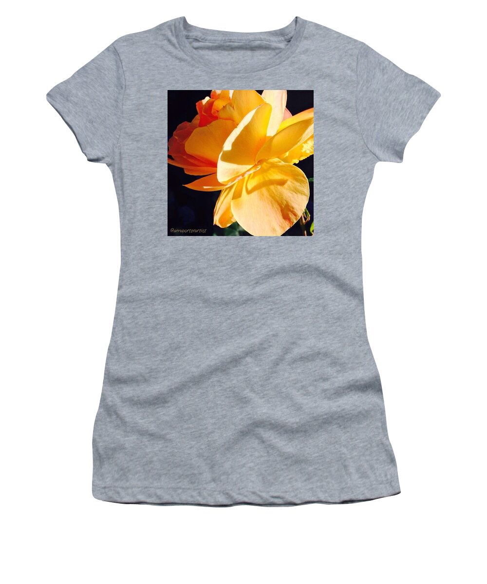 Flower Women's T-Shirt featuring the photograph A New Day Bright Yellow Orange Rose by Anna Porter