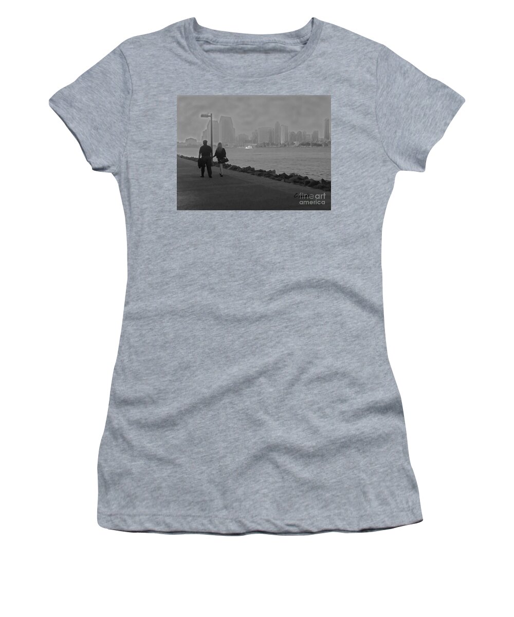 Claudia's Art Dream Women's T-Shirt featuring the photograph A Romantic Walk 2 by Claudia Ellis