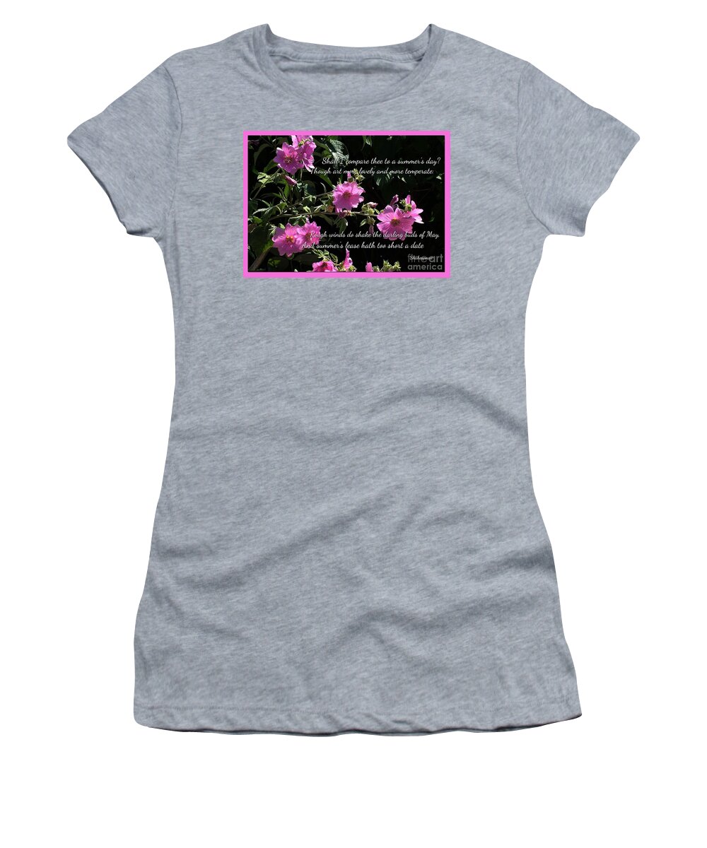 Pink Blossoms Women's T-Shirt featuring the photograph A Summer's Day Pink Romance by Joan-Violet Stretch