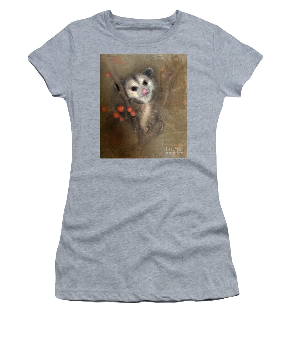 Opossum Women's T-Shirt featuring the photograph A Thief in the Night by Betty LaRue