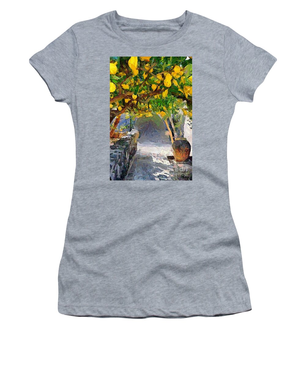 Landscapes Women's T-Shirt featuring the painting A Voult of lemons by Dragica Micki Fortuna