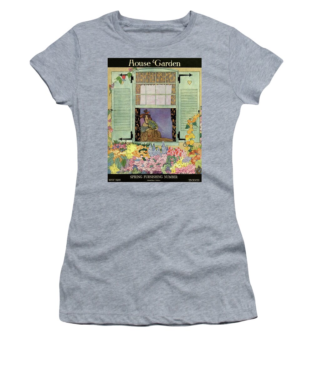 House And Garden Women's T-Shirt featuring the photograph A Woman With A Fan by Helen Dryden