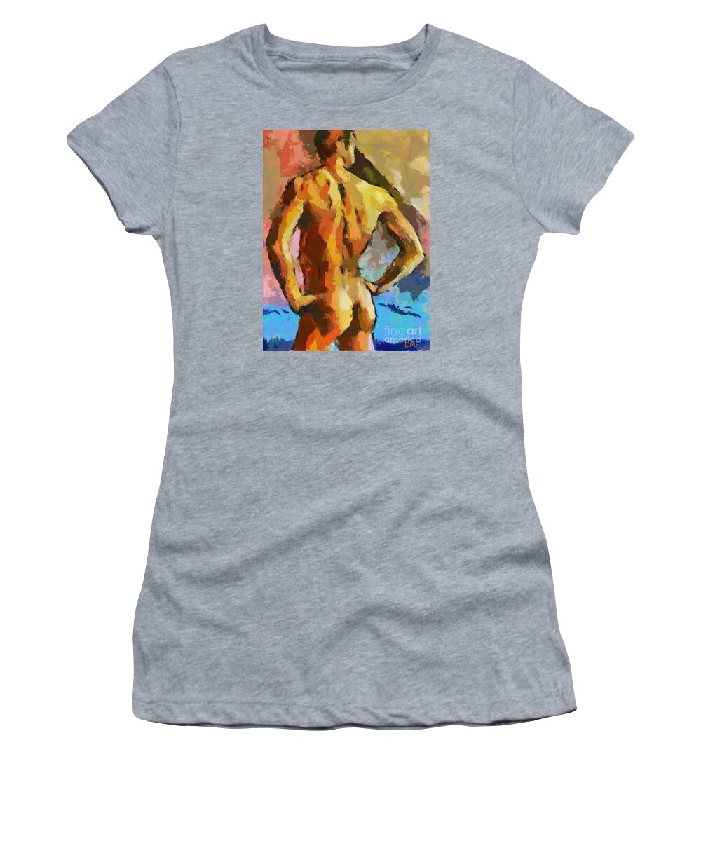Nude Women's T-Shirt featuring the painting A Young Man by Dragica Micki Fortuna