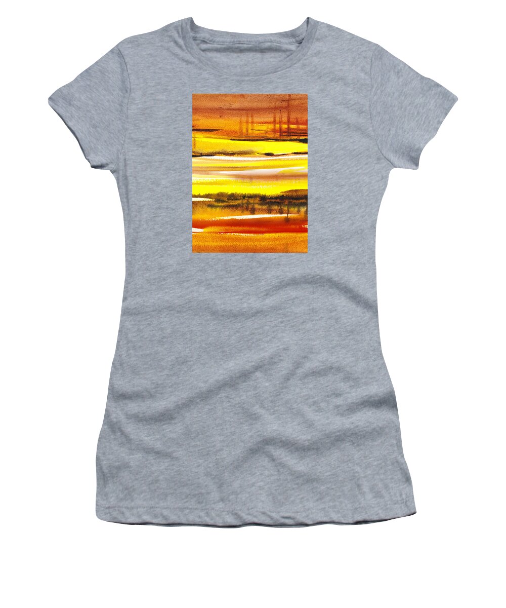 Abstract Women's T-Shirt featuring the painting Abstract Landscape Found Reflections by Irina Sztukowski