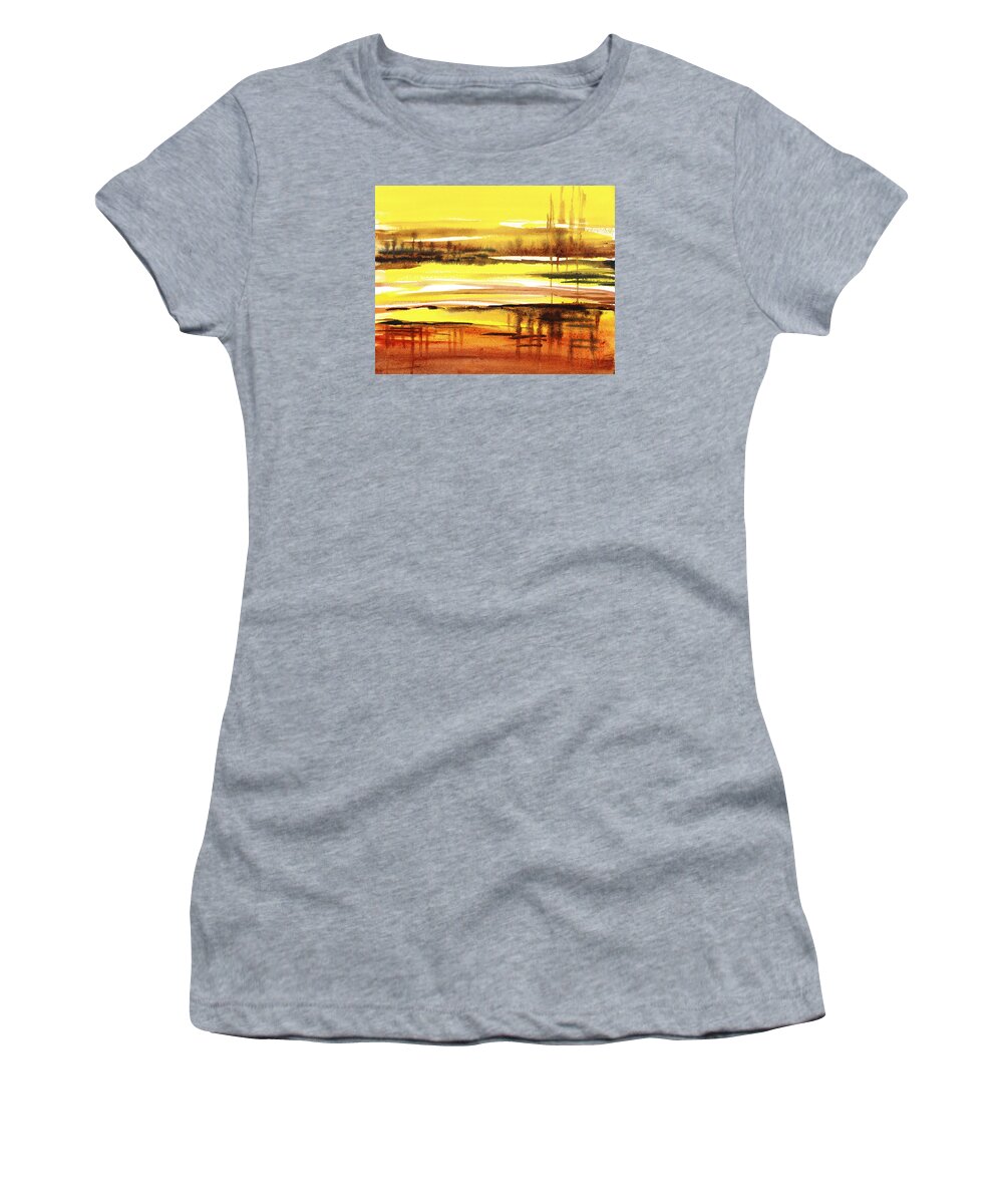 Abstract Landscape Women's T-Shirt featuring the painting Abstract Landscape Reflections I by Irina Sztukowski