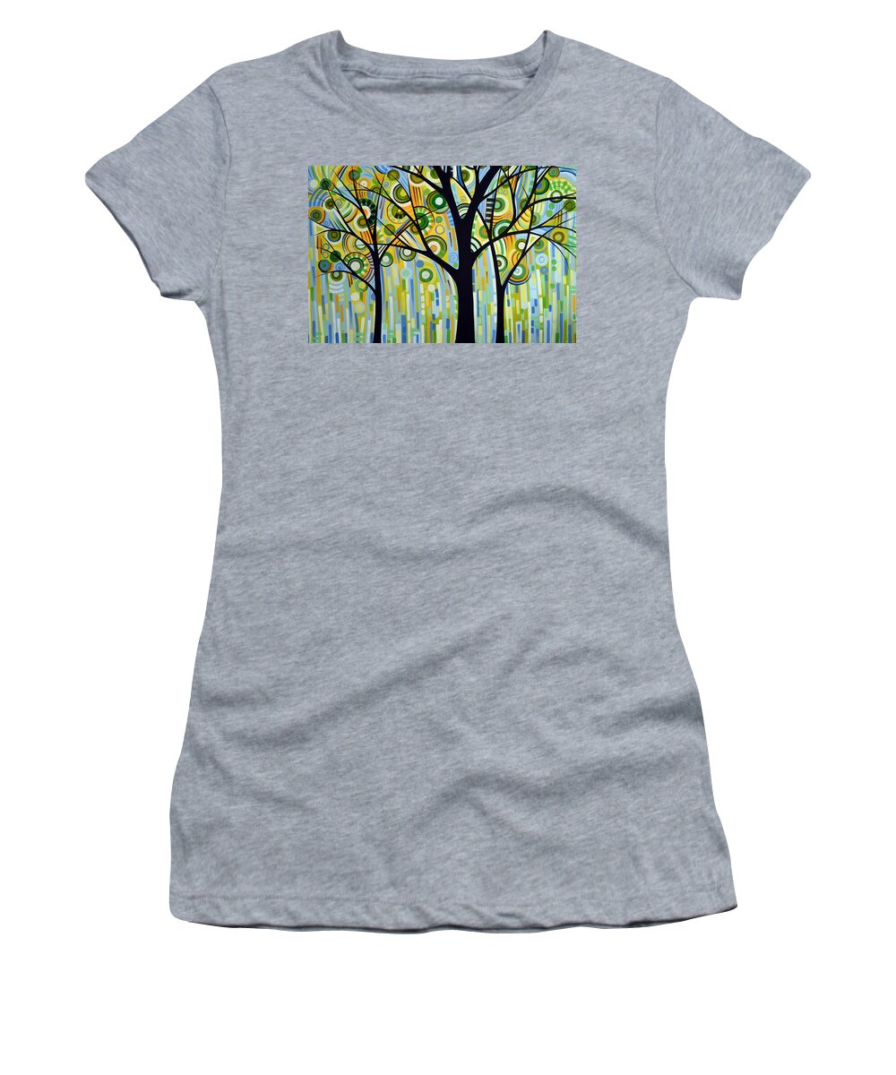 Nature Women's T-Shirt featuring the painting Abstract Modern Tree Landscape SPRING RAIN by Amy Giacomelli by Amy Giacomelli