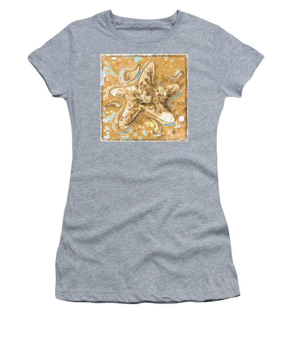 Starfish Women's T-Shirt featuring the painting Abstract starfish by Veronica Minozzi