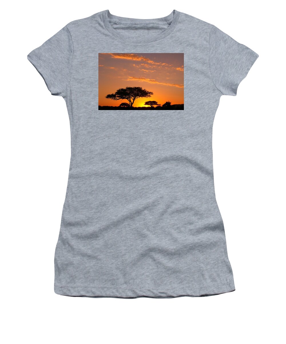 Africa Women's T-Shirt featuring the photograph African Sunset by Sebastian Musial
