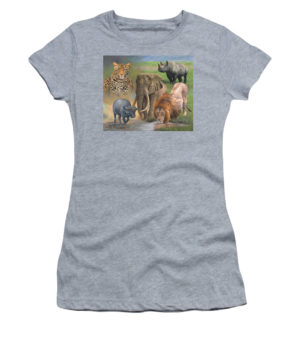 Africa Women's T-Shirt featuring the painting Africa's Big Five by David Stribbling