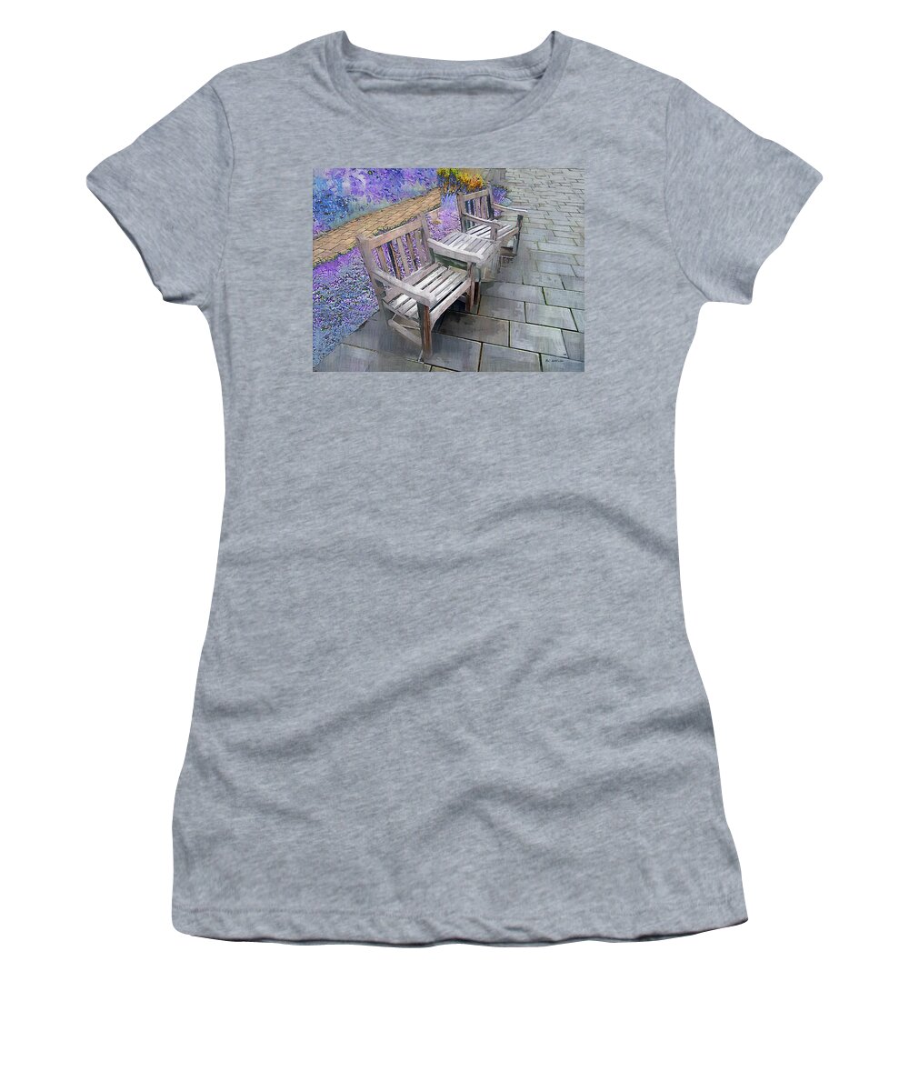 Chairs Women's T-Shirt featuring the painting After Spring Rain by RC DeWinter