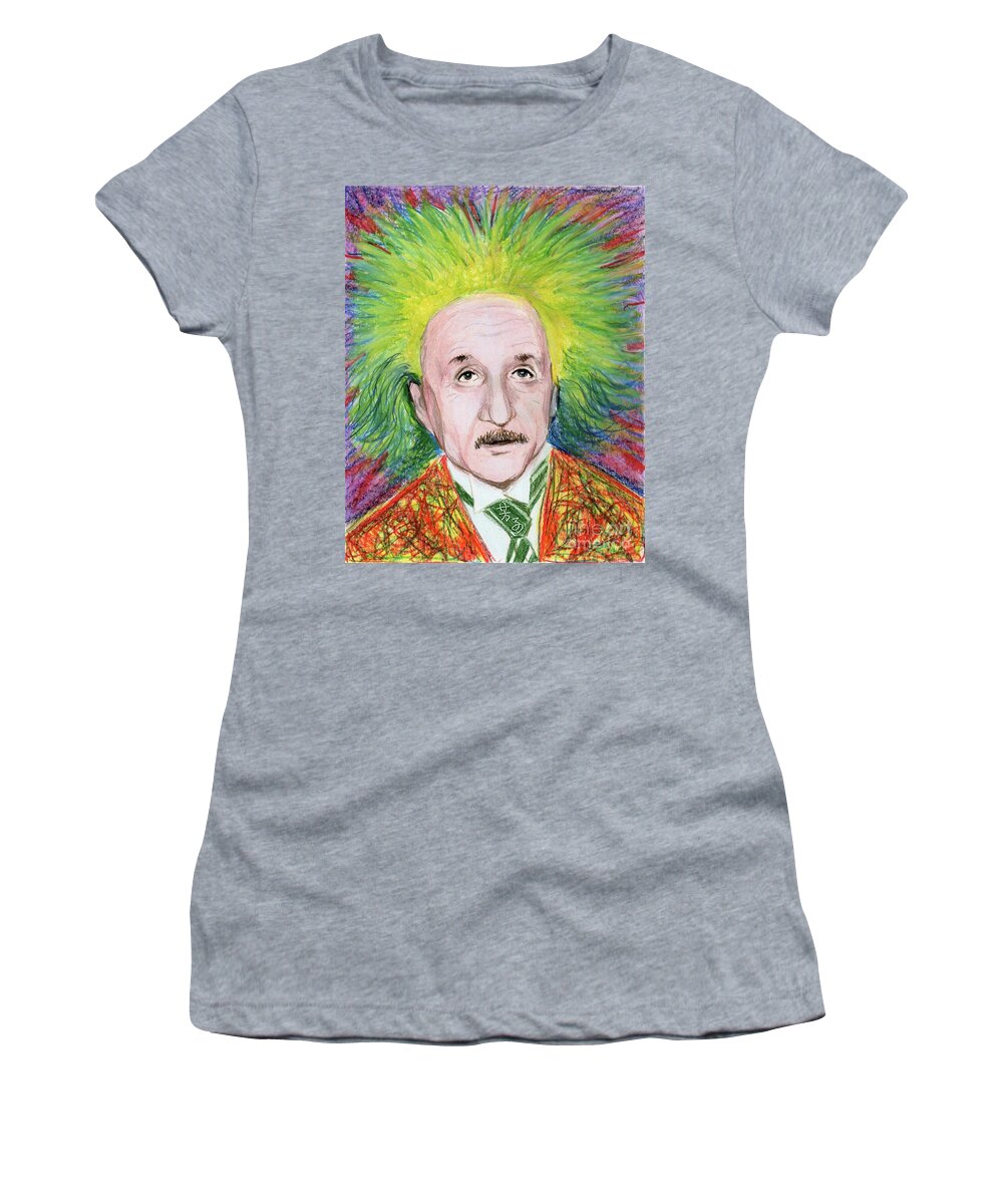 Albert Einstein Women's T-Shirt featuring the drawing Albert Einstein by Yoshiko Mishina
