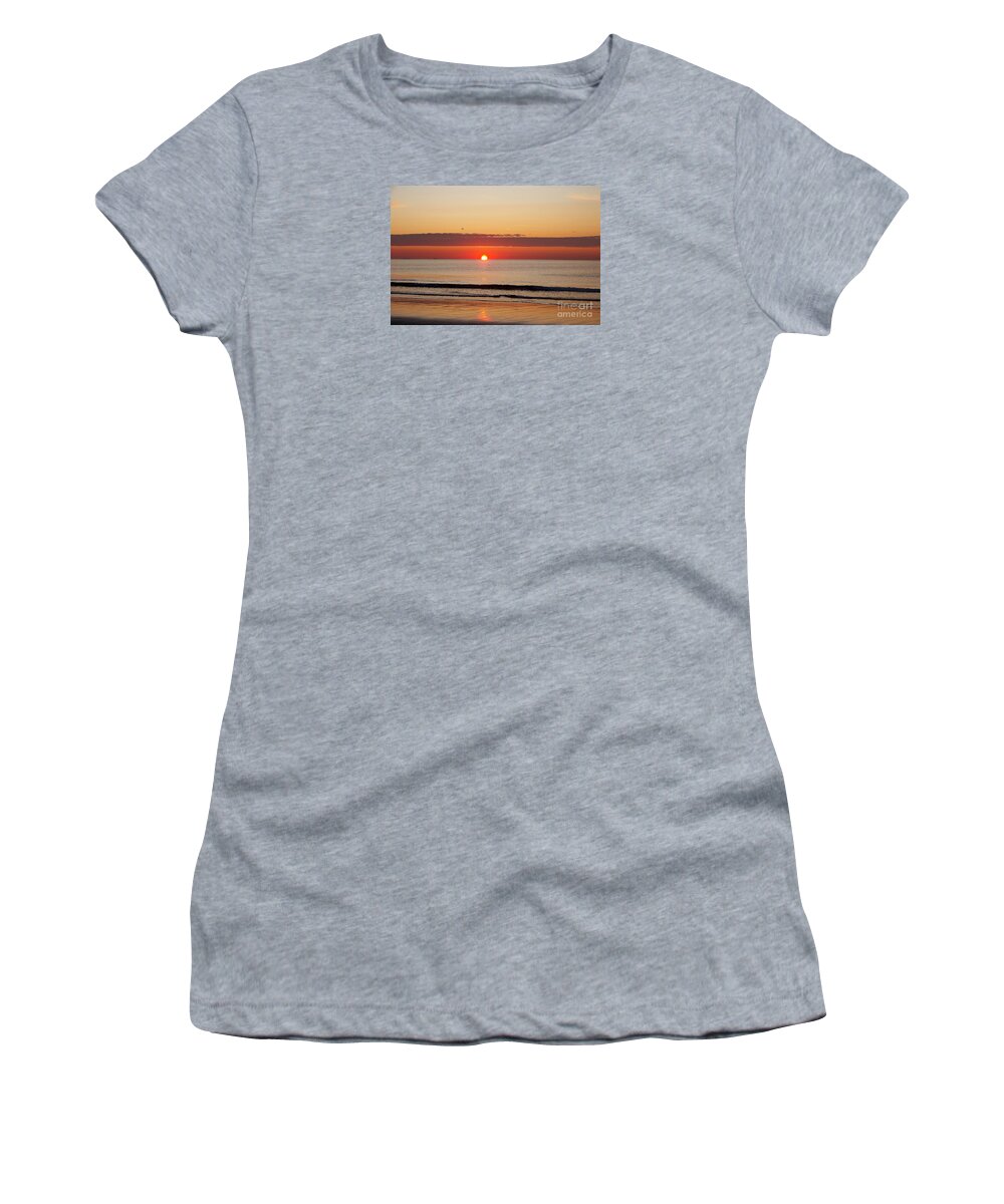Sunrise Women's T-Shirt featuring the photograph Hampton Beach Sunrise #1 by Eunice Miller