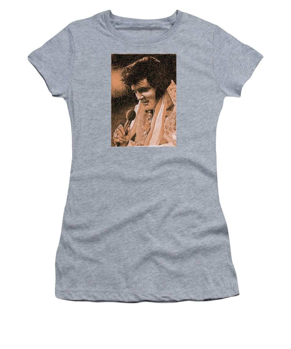 Elvis Women's T-Shirt featuring the drawing Aloha from Elvis by Rob De Vries