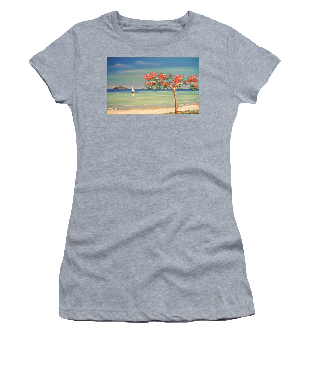 Tropical Women's T-Shirt featuring the painting Aloha by The Beach Dreamer