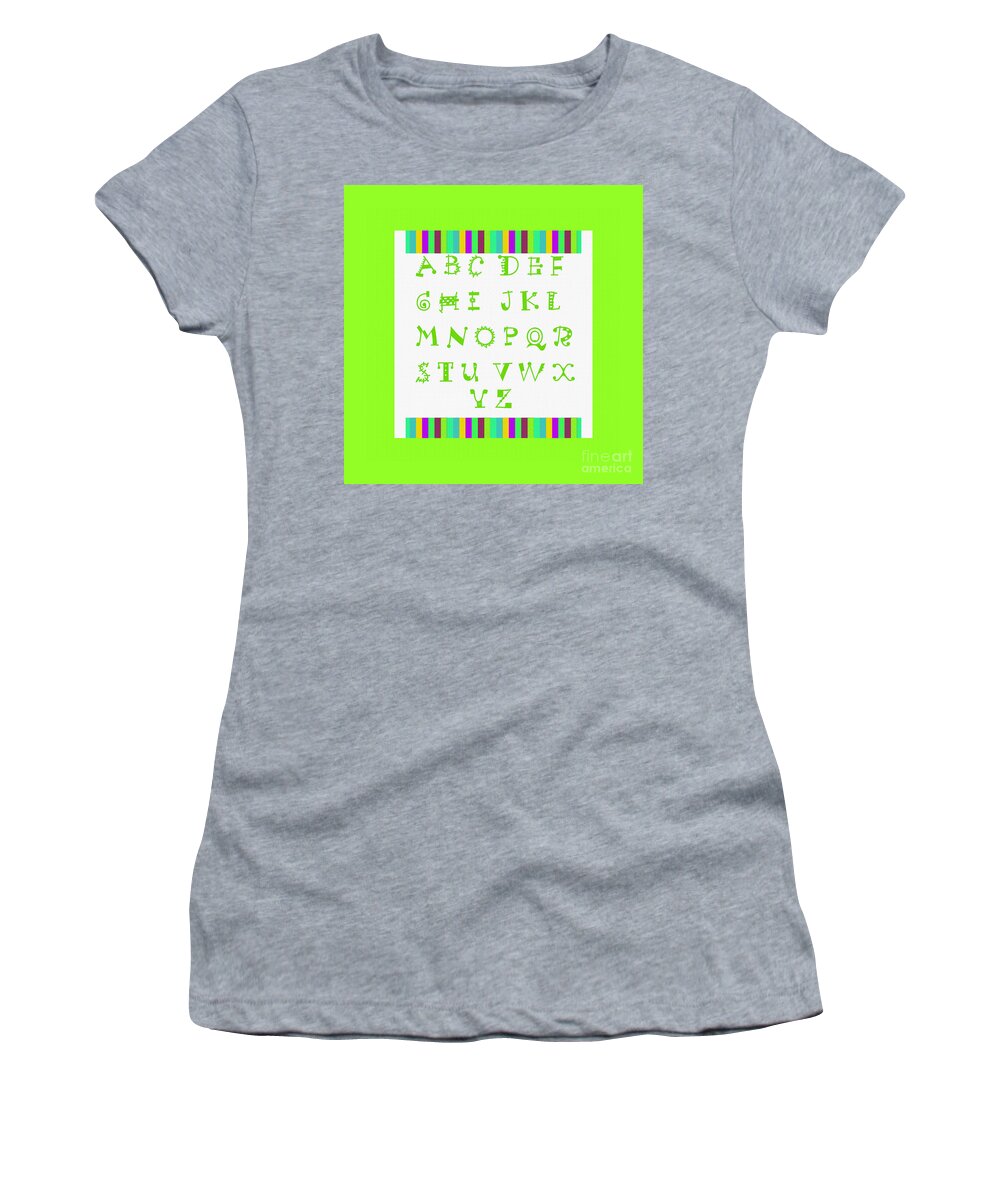 Alphabet Green Women's T-Shirt featuring the digital art Alphabet Green by Barbara A Griffin