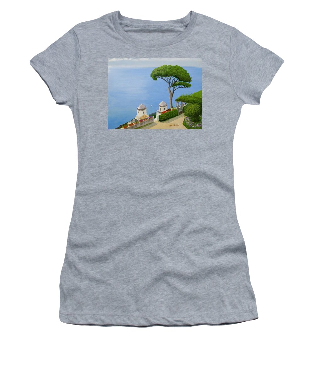 Amalfi Women's T-Shirt featuring the painting Amalfi Coast from Ravello by Mike Robles