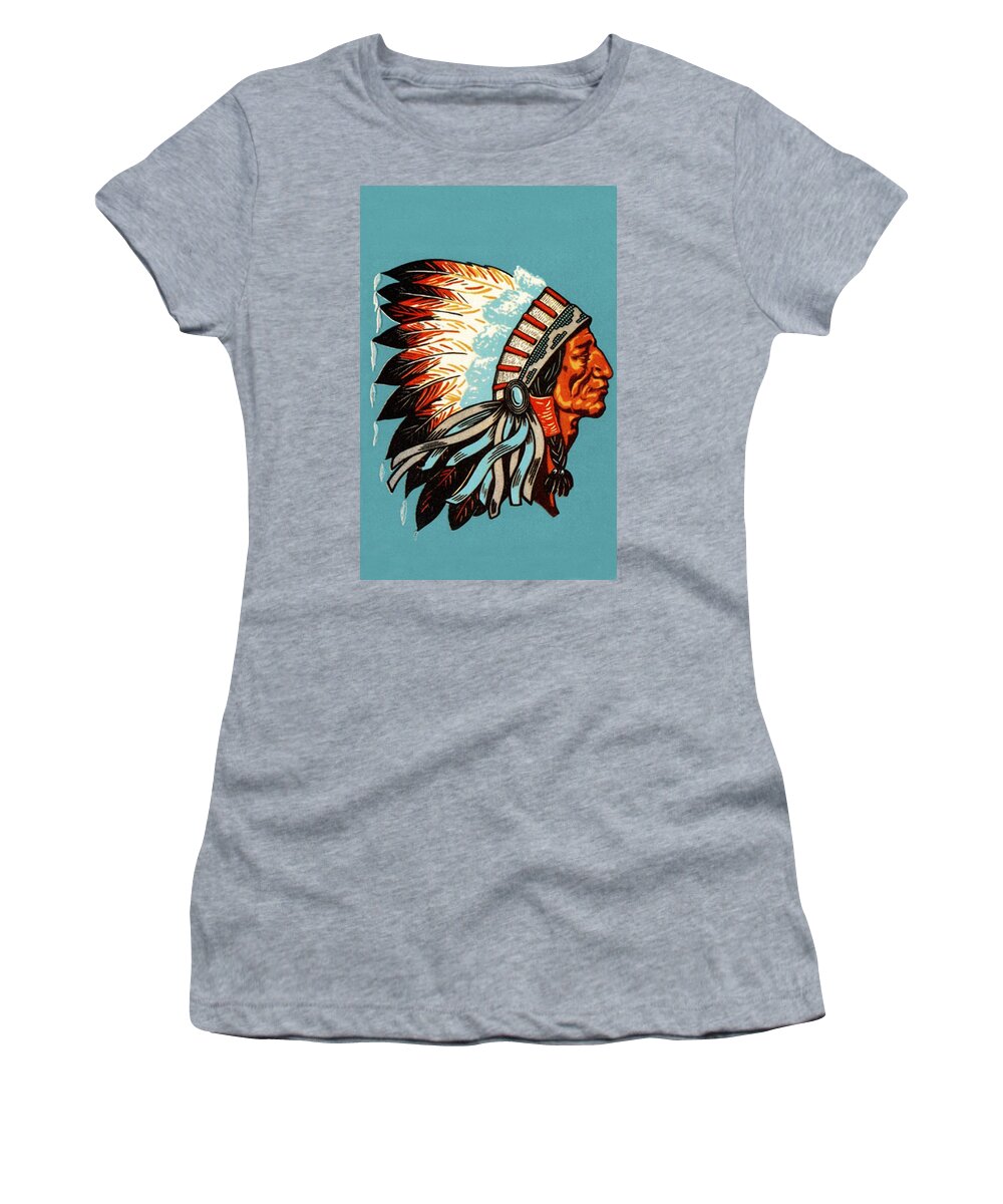 Indian Women's T-Shirt featuring the photograph American Indian Chief Profile by Doc Braham