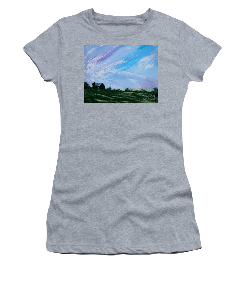 Barn Women's T-Shirt featuring the painting Americana by Alys Caviness-Gober