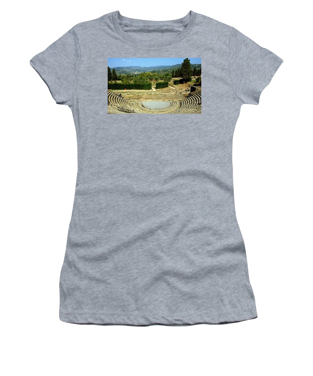 Italy Women's T-Shirt featuring the photograph Amphitheater in Fiesole Italy by Caroline Stella