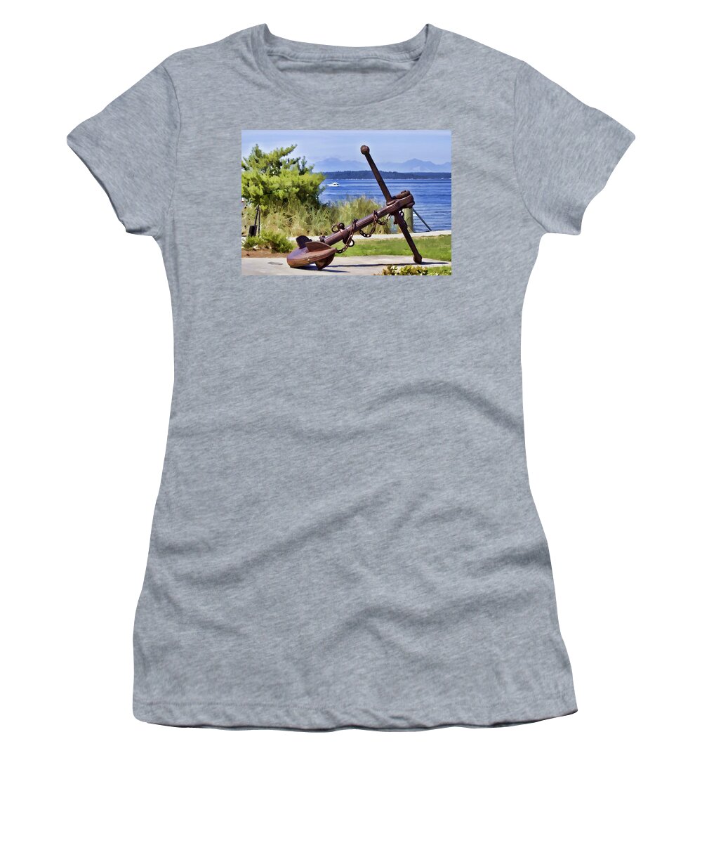 Anchor Women's T-Shirt featuring the photograph Anchor from West Seattle 2 by Cathy Anderson