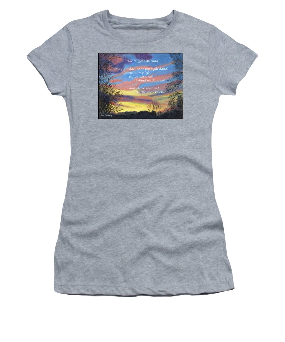 Angel Women's T-Shirt featuring the painting Angel's Blessing by Linda Feinberg