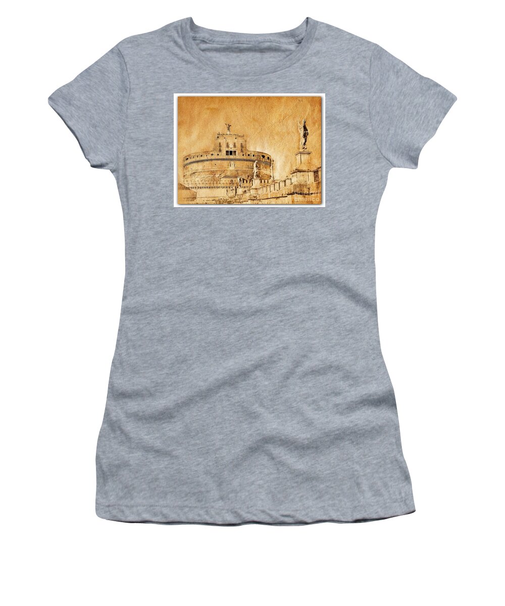 Grunge Women's T-Shirt featuring the photograph Angels Bridge and Castle by Stefano Senise