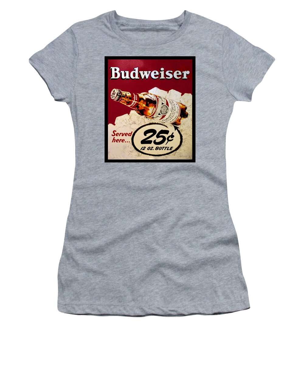 Drink Women's T-Shirt featuring the photograph Antique Budweiser Signage by Thomas Woolworth
