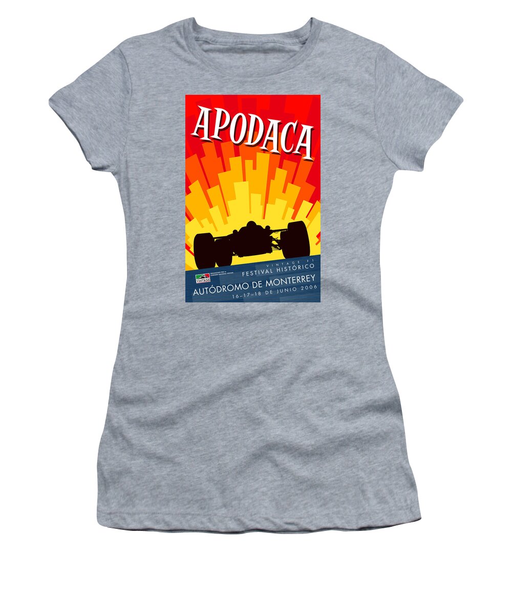 Apodaca Women's T-Shirt featuring the digital art Apodaca Monterrey Historic Vintage Festival by Georgia Clare
