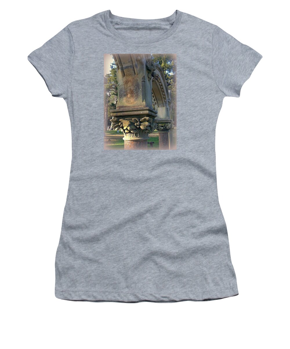 Stone Arch Women's T-Shirt featuring the photograph Arch Detail From Cemetery by Pamela Smale Williams