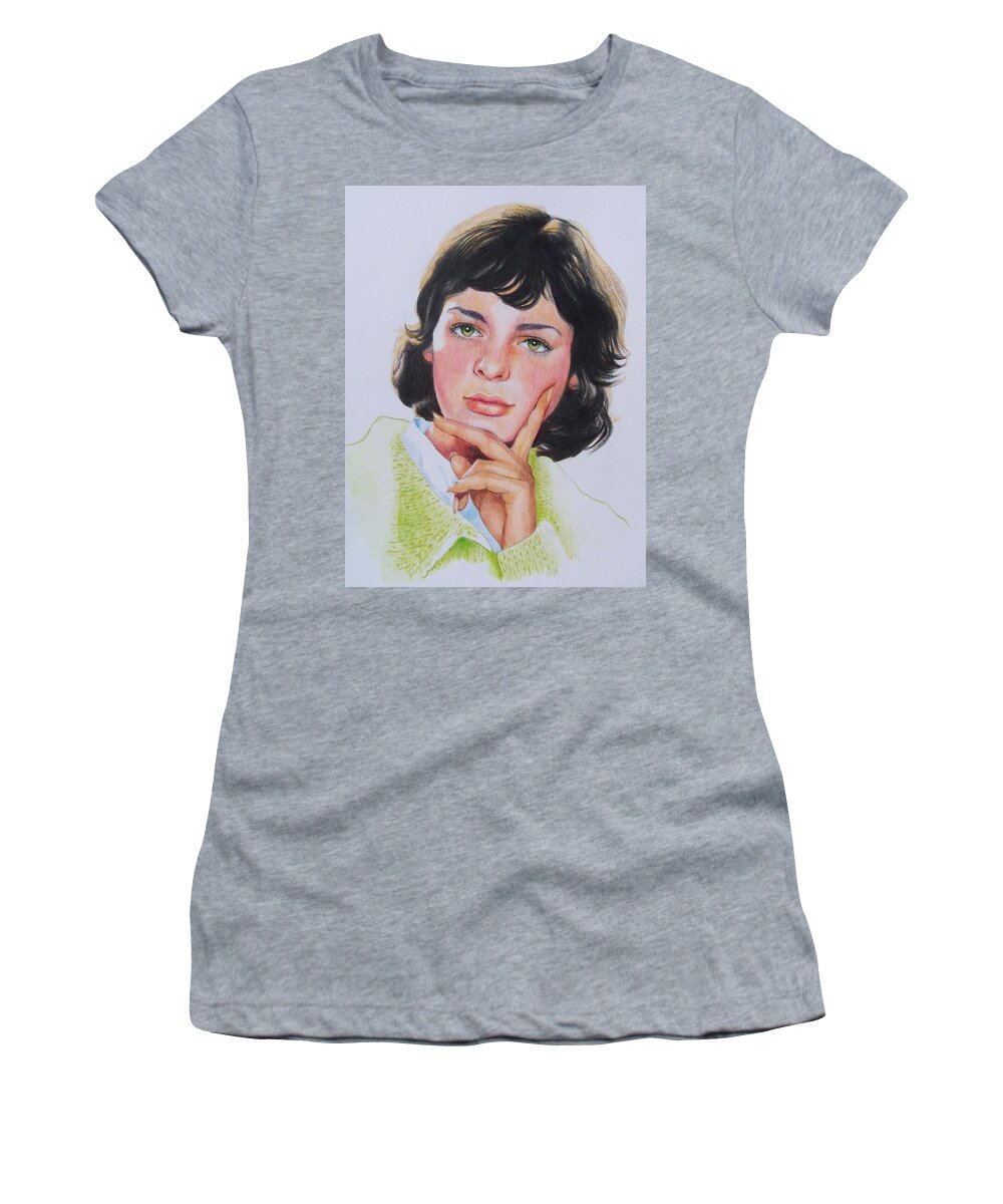 Portrait Women's T-Shirt featuring the mixed media Ariane by Constance Drescher