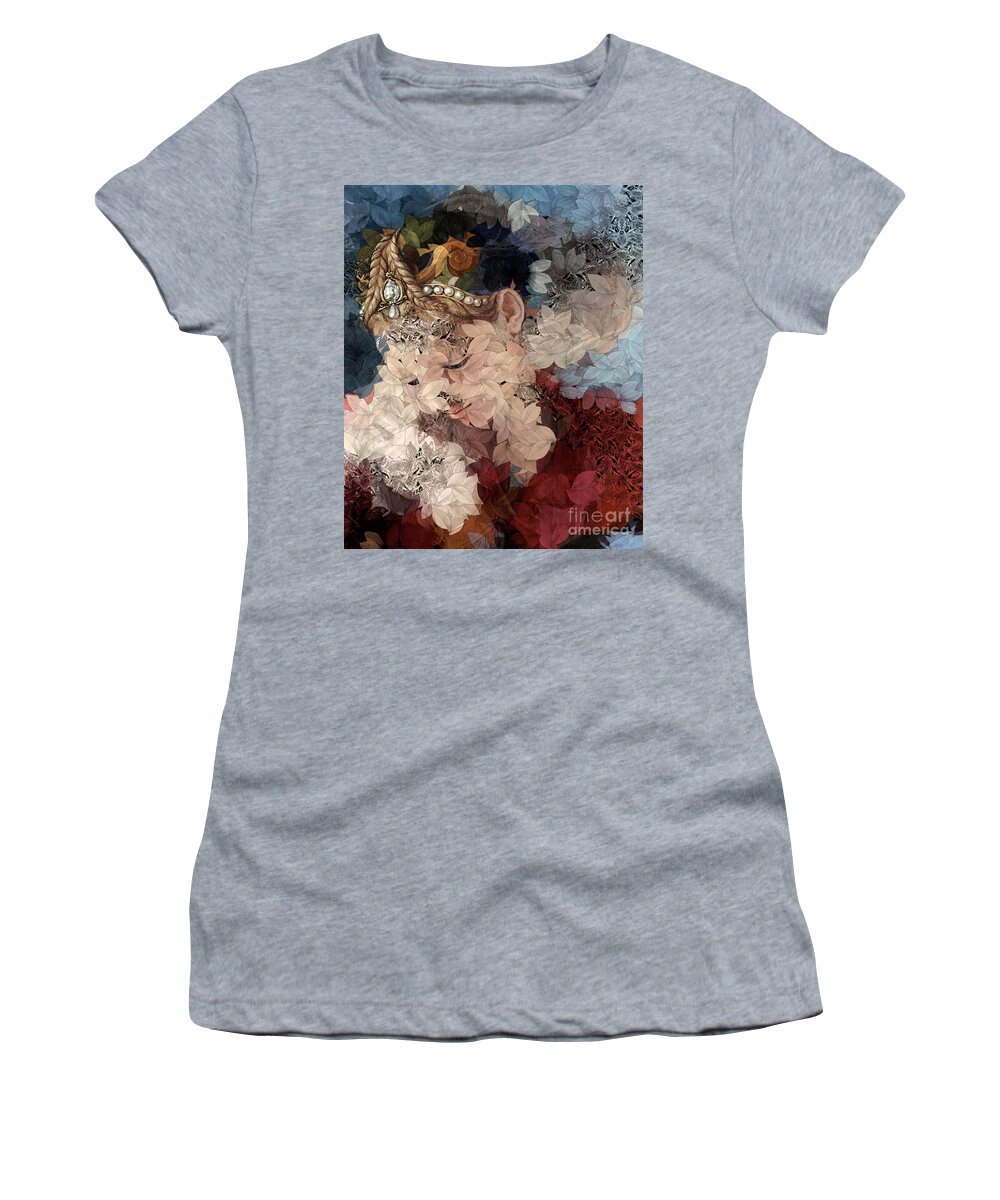 Woman Women's T-Shirt featuring the digital art Arika - Des femmes et des Fleurs by Aimelle Ml
