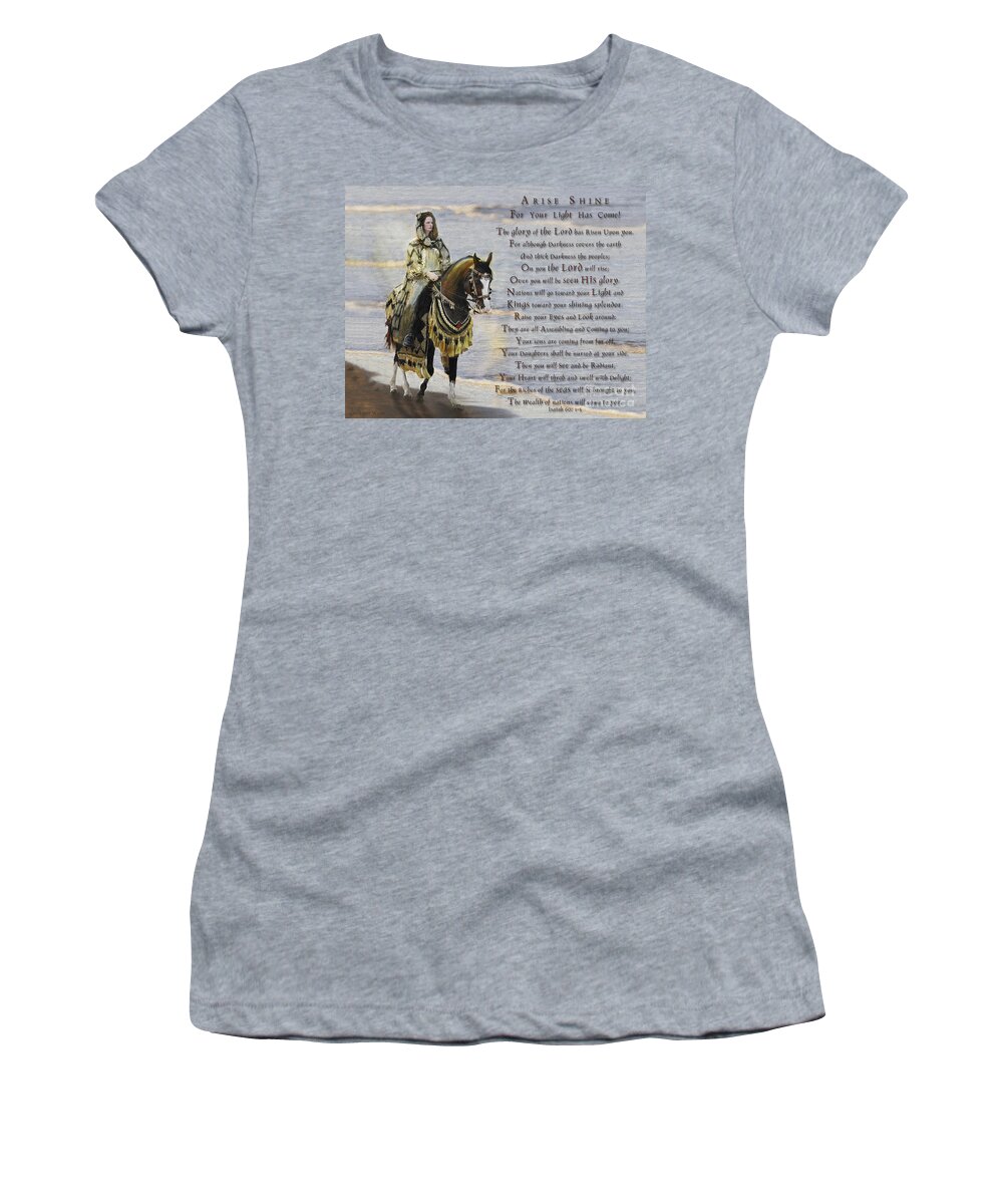War Horse Art Women's T-Shirt featuring the painting Arise Shine War Horse by Constance Woods