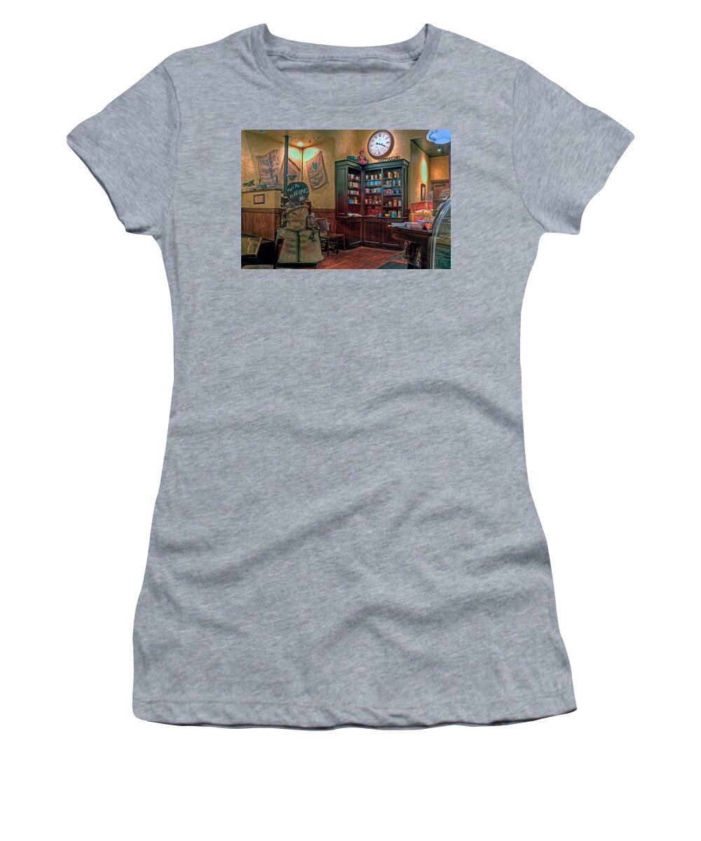 Aromas Women's T-Shirt featuring the photograph Aromas Coffee Shop Newport News Virginia by Jerry Gammon