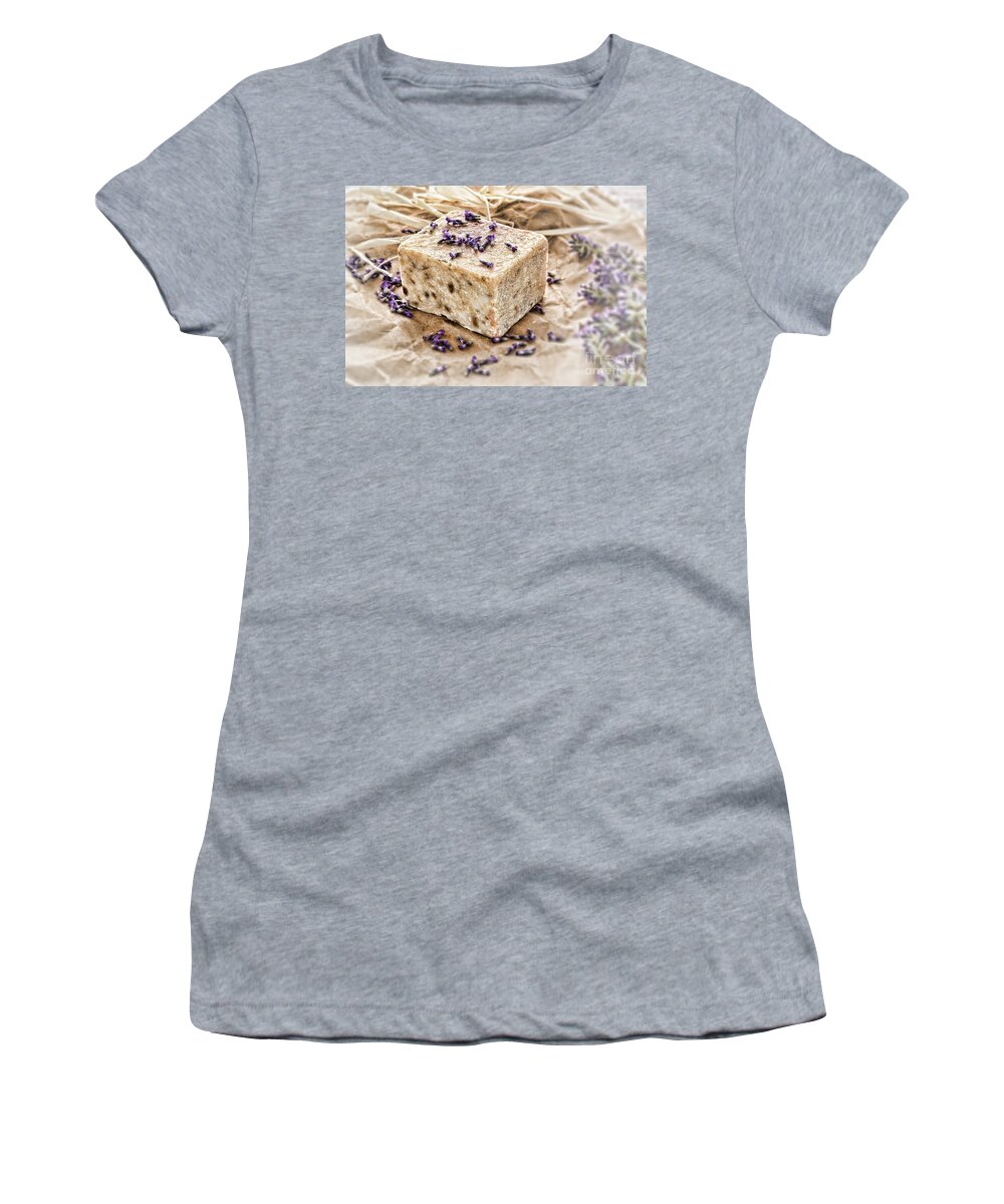 Soap Women's T-Shirt featuring the photograph Aromatherapy Natural Scented Soap and Lavender by Olivier Le Queinec