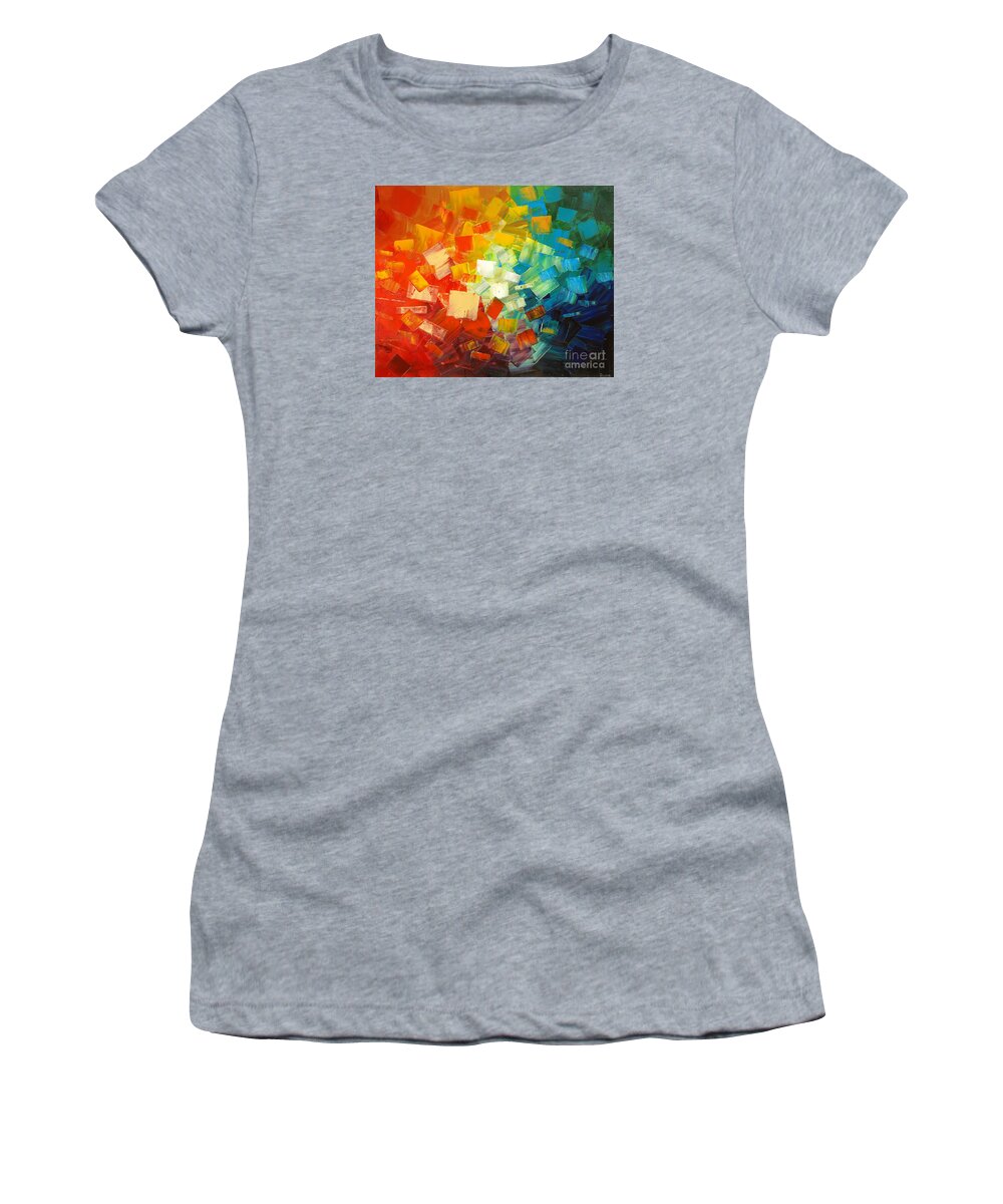 Abstract Women's T-Shirt featuring the painting Art Lovers by Tatiana Iliina