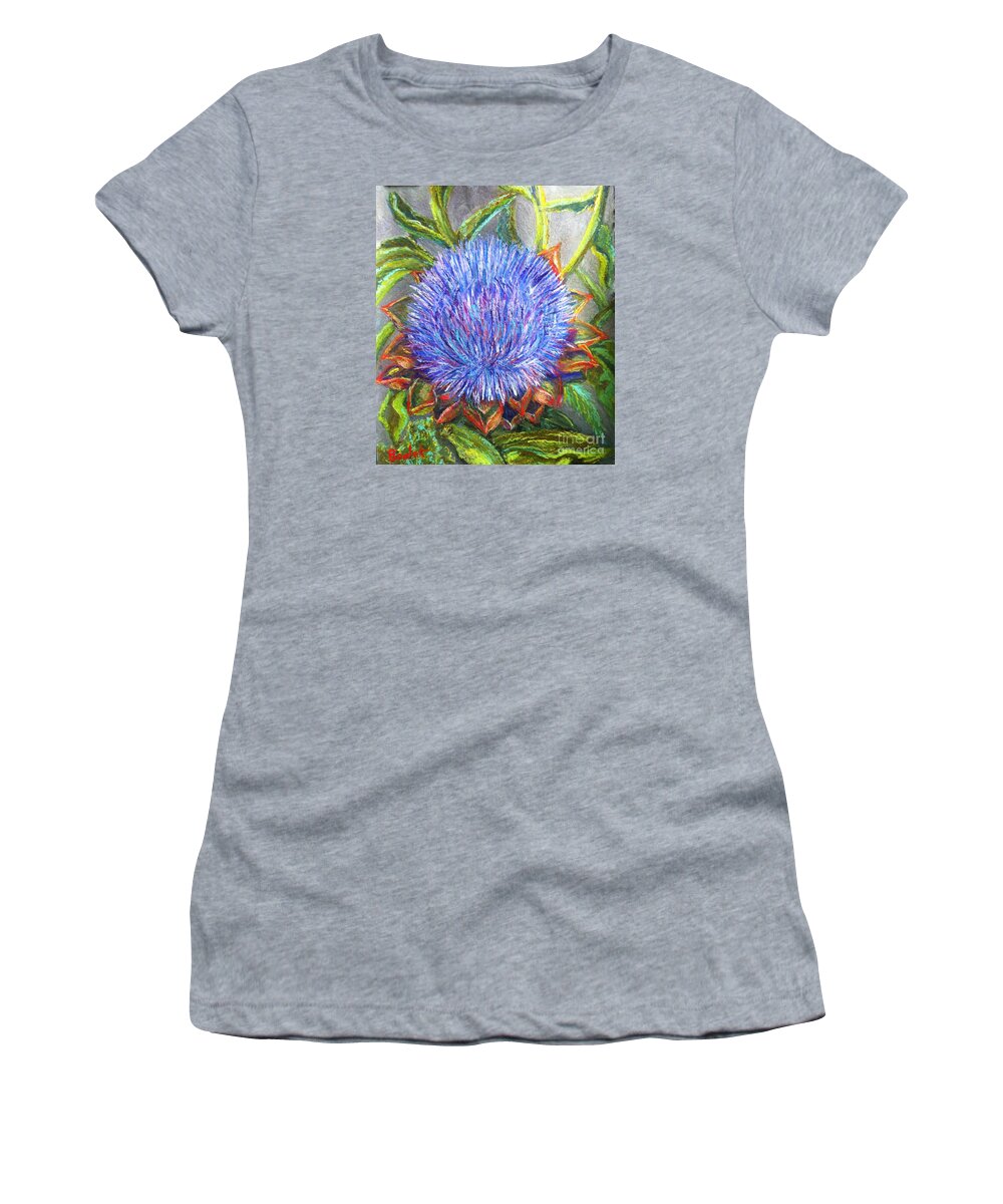 Floral Women's T-Shirt featuring the painting Artichoke Blossom by Beverly Boulet