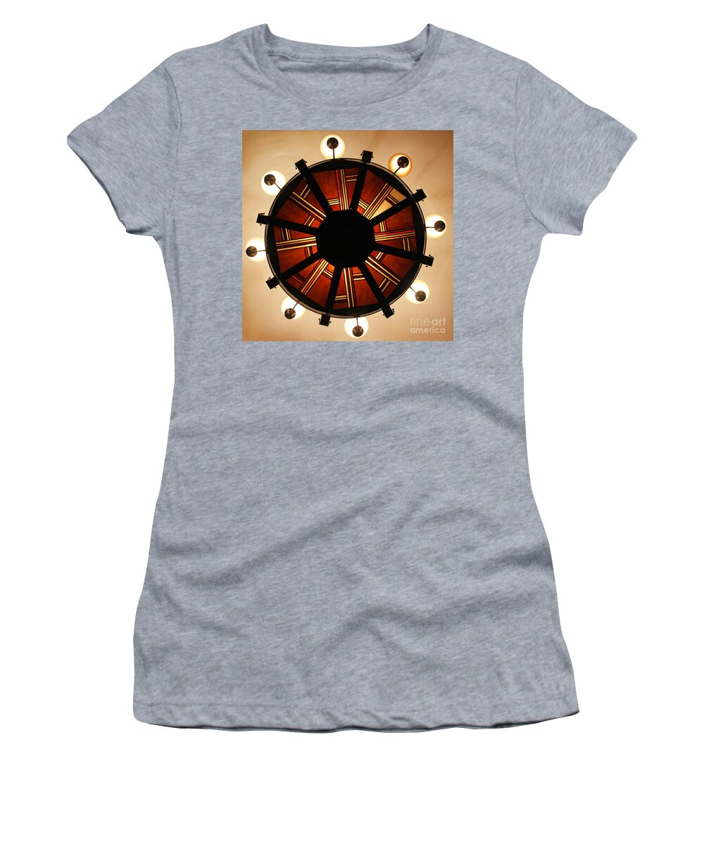 Circle Women's T-Shirt featuring the photograph Arts and Crafts Chandelier at Summit Inn by Karen Adams
