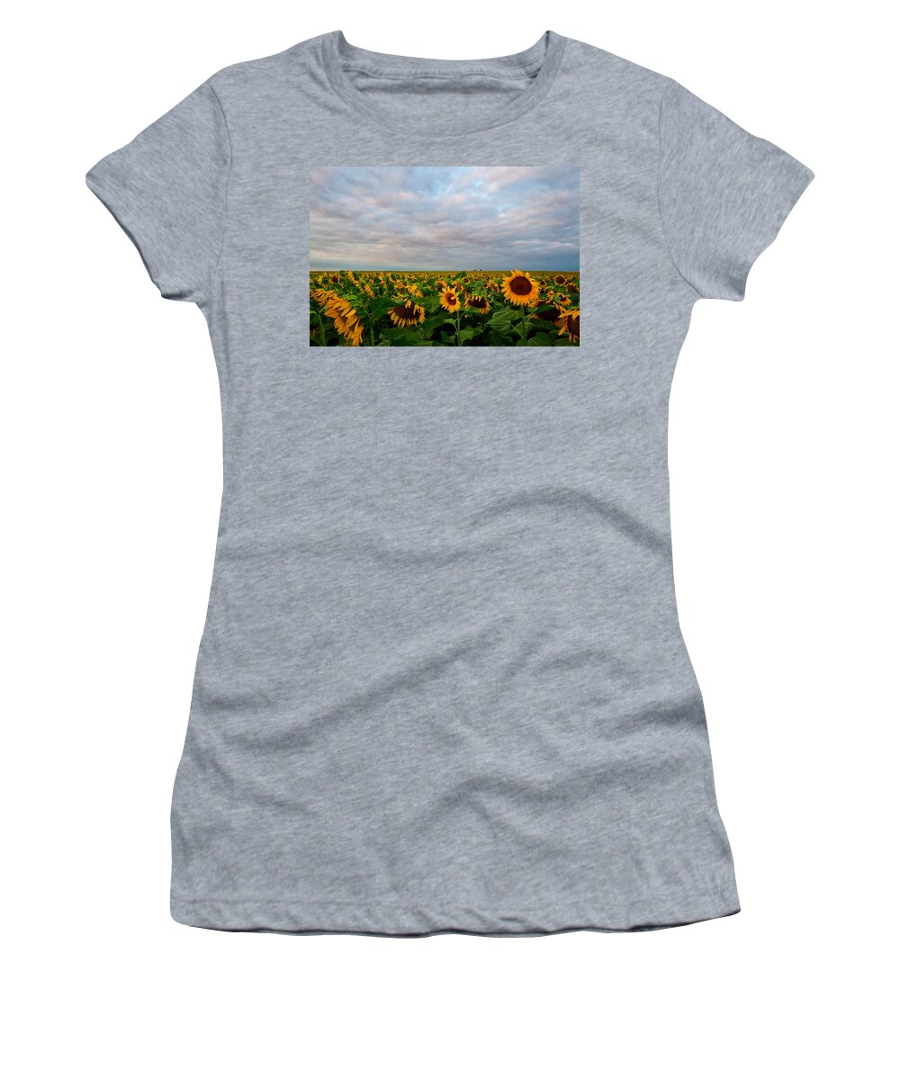 Sunflower Women's T-Shirt featuring the photograph As Far As The Eye Can See by Ronda Kimbrow