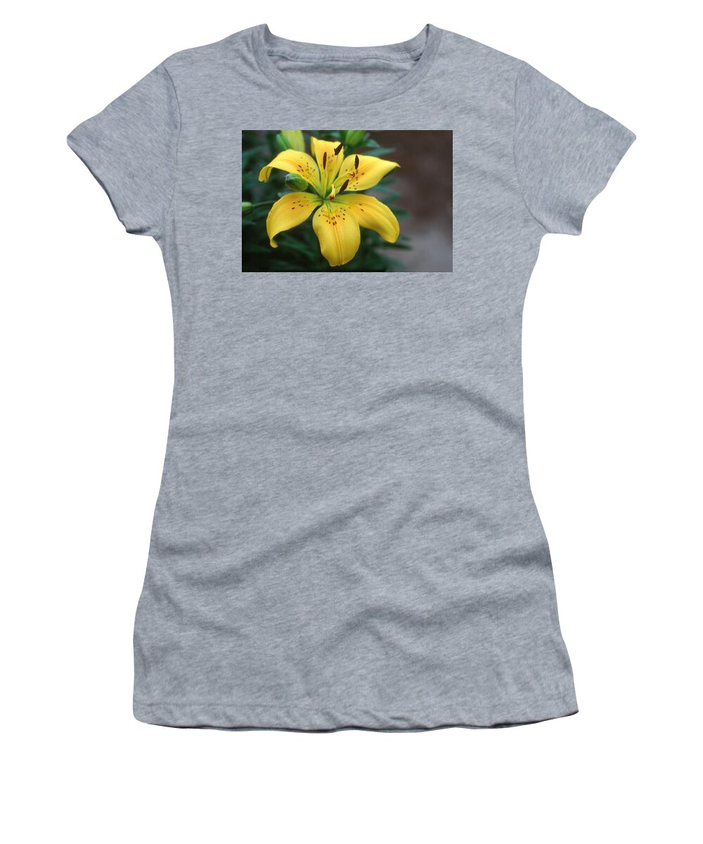Anther Women's T-Shirt featuring the photograph Asiatic Lily Petite Brigitte by Bonnie Sue Rauch